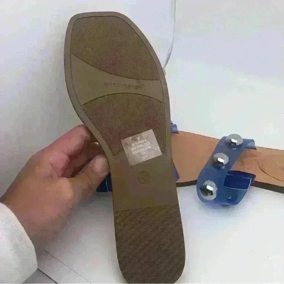 Marc Fisher Blue Clear Studs Sandals Sz 8 - Picture 11 of 11